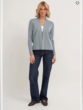 Cyrus Dusty Blue Open-Front Draped Cardigan Blazer